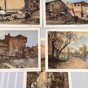 Vintage 80s Italian Roma Sparita Art Prints Lot After E. Roesler Franz Lifestyle